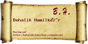 Behalik Hamilkár névjegykártya